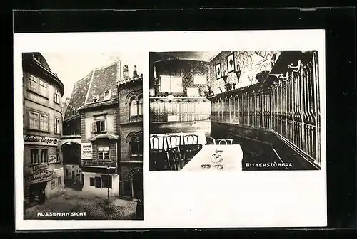 AK Wien, Reichenberger-Griechenbeisl, Griechengasse 9, Ritterstüberl und Aussenansicht