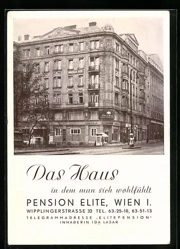 AK Wien, Pension Elite, Wipplingerstrasse 32