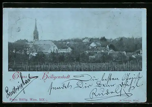 AK Wien-Heiligenstadt, Totalansicht vom Weinberg aus