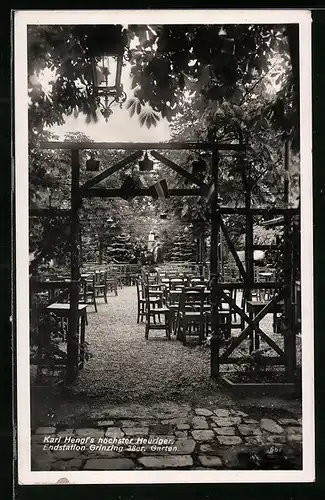 AK Wien-Grinzing, Gasthaus von Karl Hengl mit Garten