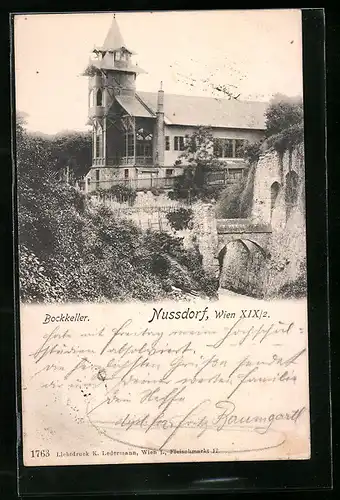 AK Wien-Nussdorf, Strassenpartie am Gasthaus Bockkeller