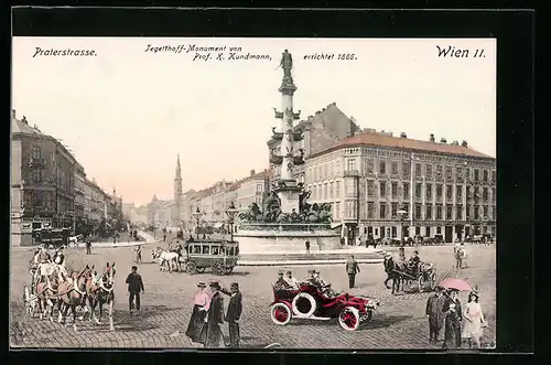 AK Wien, Praterstrasse mit Tegetthoff-Monument