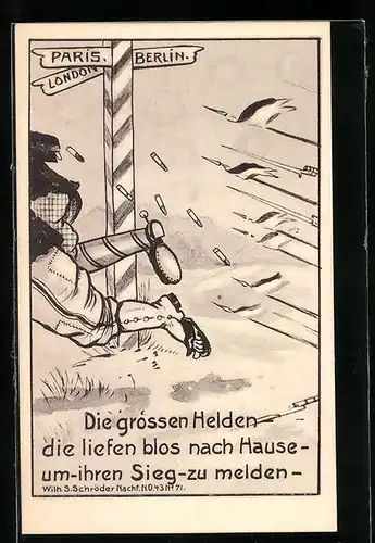 Künstler-AK Franzosen und Engländer geben Fersengeld