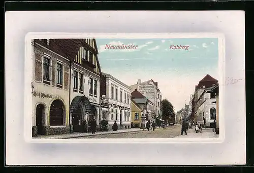 Präge-AK Neumünster, Stehbierhalle und Deutsches Haus in der Strasse Kuhberg
