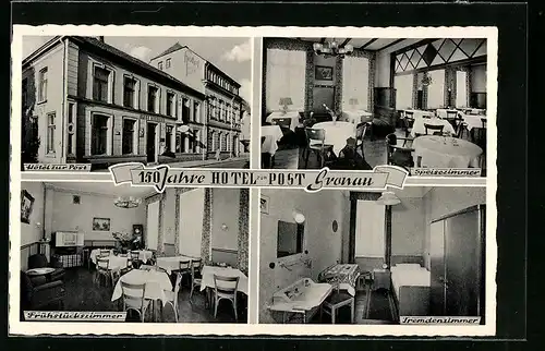 AK Gronau, Hotel zur Post mit Fremdenzimmer und Speisezimmer