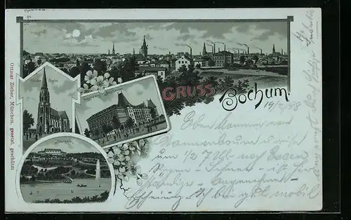 Mondschein-Lithographie Bochum, Kgl. Landgericht und Alter Markt