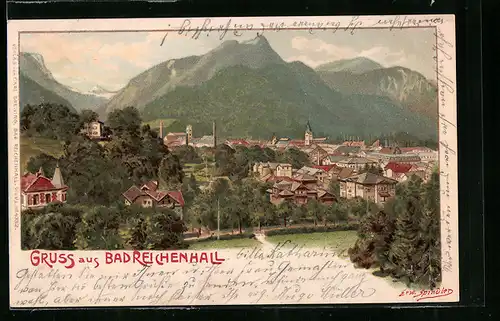 Künstler-AK Erwin Spindler: Bad Reichenhall, Blick auf den Ort