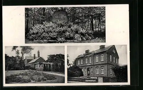 AK Breklum /Kr. Husum, Kriegerehrung, Park und Sanatorium