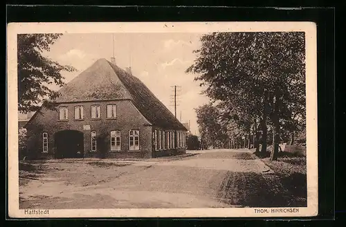 AK Hattstedt, Strassenpartie mit Wohnhaus