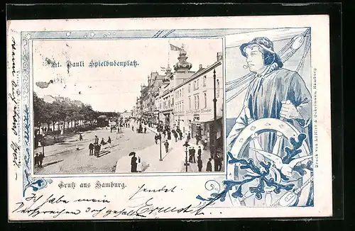AK Hamburg-St.Pauli, St. Pauli Spielbudenplatz