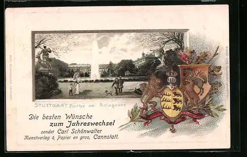 Passepartout-Lithographie Stuttgart, Parthie am Anlagesee
