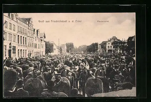 AK Friedrichstadt a. d. Eider, Käufer und Verkäufer auf dem Pferdemarkt