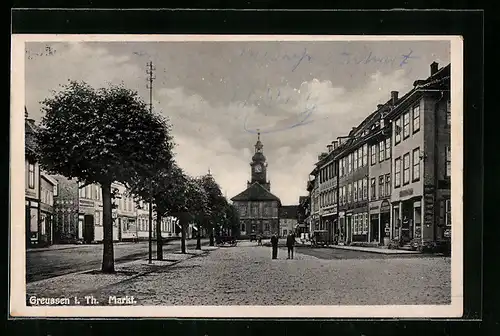 AK Greussen /Thür., Markt und Rathaus