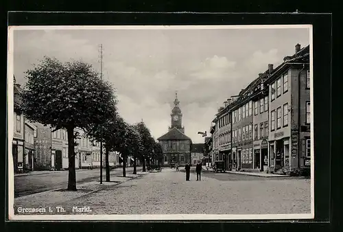 AK Greussen /Thür., Markt und Rathaus