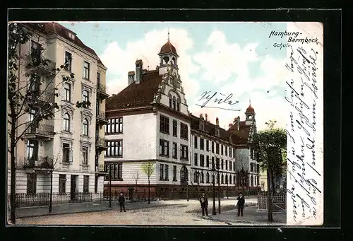 AK Hamburg-Barmbek, Partie an der Schule
