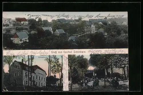 AK Schönborn, Gasthof Schönborn mit Gartenanlage, Totalansicht