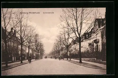 AK Hamburg-Winterhude, Passanten in der Gellertstrasse