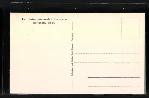AK Karlsruhe, Mutterhaus und Krankenhaus der Ev. Diakonissenanstalt in der Sofienstrasse 55-57