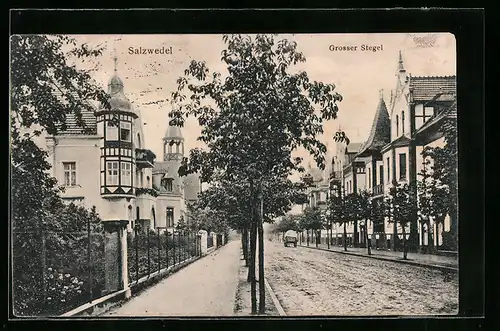 AK Salzwedel, Strassenpartie am grossen Stegel