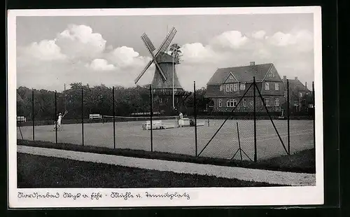 AK Wyk a. Föhr, Mühle und Tennisplatz