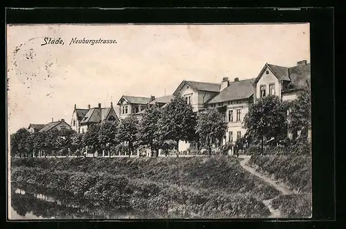 AK Stade, Neuburgstrasse mit Villenansicht