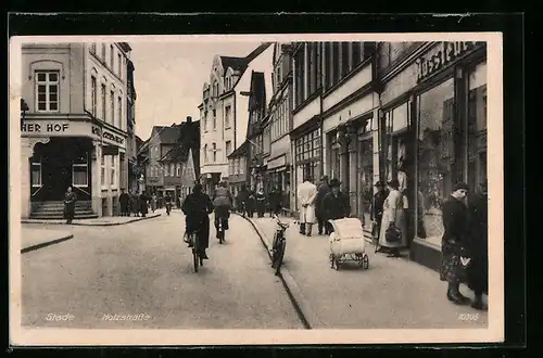 AK Stade, Blick in die Holzstrasse, Radfahrer