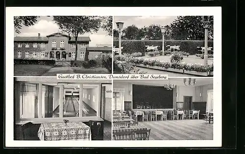 AK Damsdorf, Gasthof B. Christiansen, Innen- u. Aussenansicht