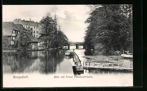AK Hamburg-Bergedorf, Bille mit Ernst Mantiusbrücke
