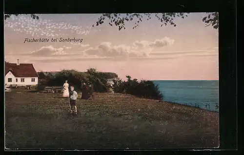 AK Sonderburg, Fischerhütte mit Meerblick