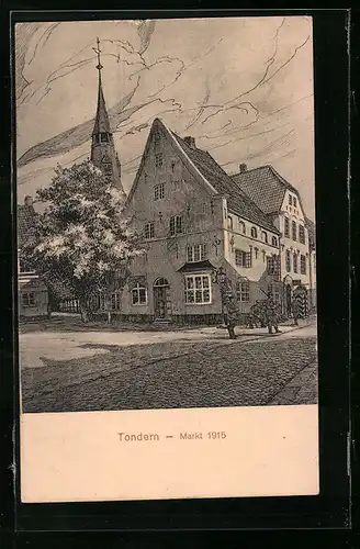AK Tondern, Markt im Jahr 1915