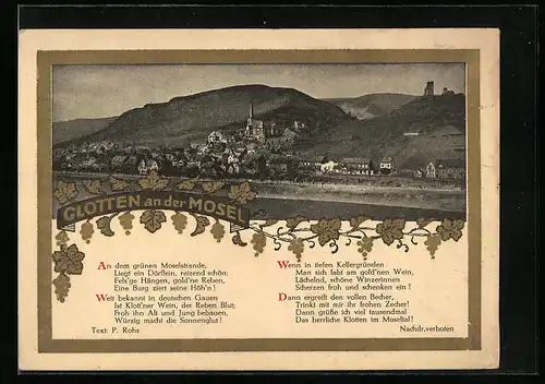 AK Clotten a.d. Mosel, Panorama mit Gedicht