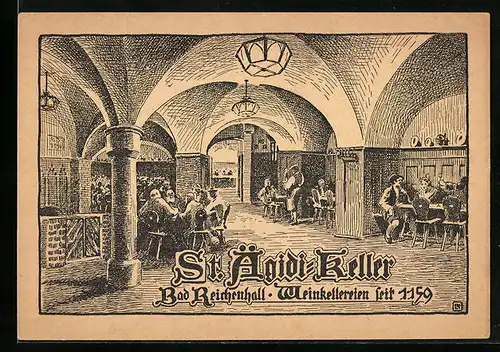 AK Bad Reichenhall, St. Ägidi-Keller, Weinkellerei
