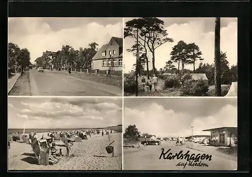 AK Karlshagen auf Usedom, Strandpromenade, Zelte in den Dünen