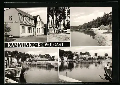 AK Kamminke /Kr. Wolgast, Gaststätte Haffblick, Fischerhafen