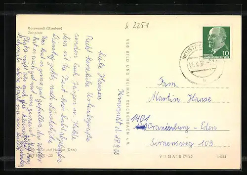 AK Korswandt /Usedom, Zeltplatz im Sonnenschein