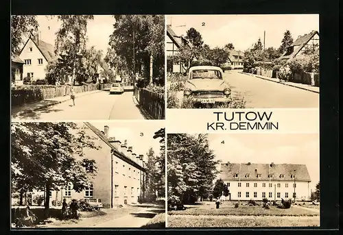 AK Tutow /Kr. Demmin, Alleestrasse, Erlenweg, Schule