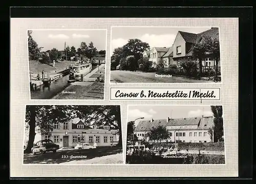 AK Canow /Meckl., HO-Gaststätte, Strommeisterei, Schleuse