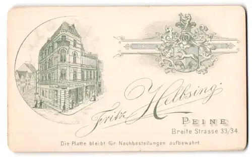 Fotografie Fritz Helbsing, Peine, Breite Str. 33, Ansicht Peine, Blick auf das Ateliersgebäude mit Schaufenster