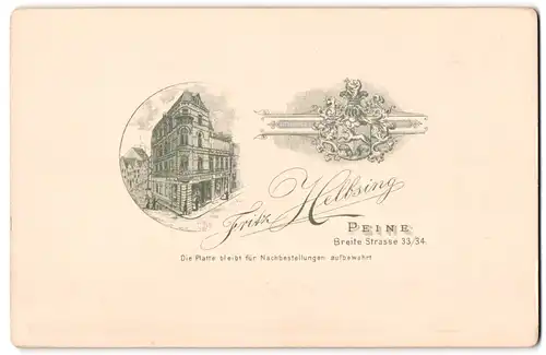 Fotografie Fritz Helbsing, Peine, Ansicht Peine, königliches Wappen und Blick auf das Ateliershaus