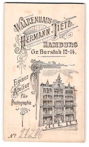 Fotografie Hermann Tietz, Hamburg, Gr. Burstah 12-14, Ansicht Hamburg, Blick auf das Warenhaus, Frontansicht