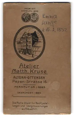 Fotografie Matth. Kruse, Altona, Papen-Str. 16, Ansicht Altona, Blick auf das Ateliersgebäude