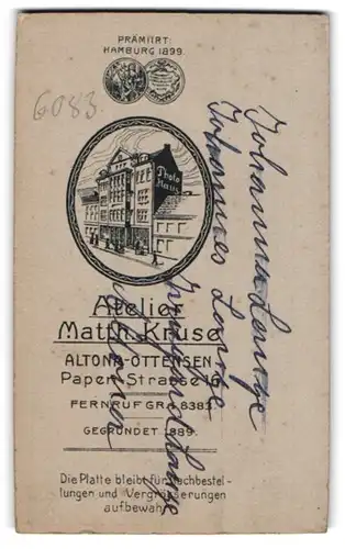 Fotografie Matth. Kruse, Altona, Papen-Str. 16, Ansicht Altona, Blick auf das Ateliersgebäude, Aussenfasade