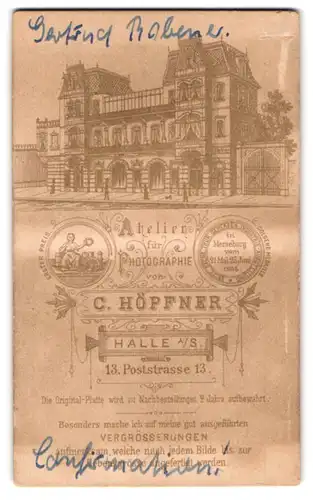 Fotografie C. Höpfner, Halle / Saale, Poststr. 13, Ansicht Halle / Saale, Partie am Ateliersgebäude des Fotografen