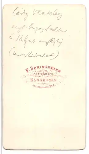Fotografie F. Springmeier, Elberfeld, Portrait der Lady Whateley (engl. Herzogstochter) in Stuttgart ansässig