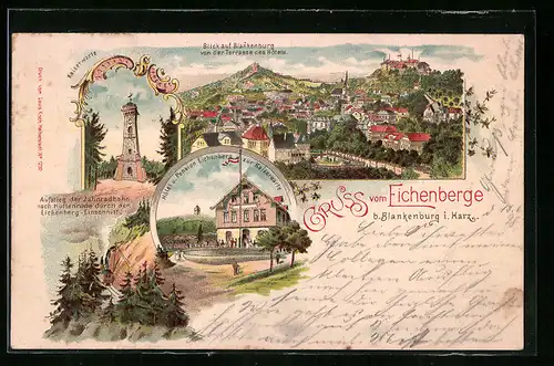 Lithographie Blankenburg, Hotel und Pension Eichenberg zur Kaiserwarte