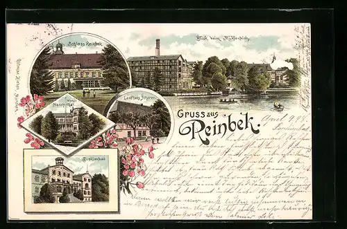 Lithographie Reinbek, Hotel Nancythal, Landhaus Scherer, Schloss Reinbek