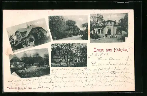 AK Holzdorf, Strassenpartie, Diverse Ansichten