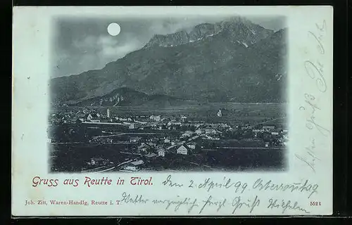 Mondschein-AK Reutte, Teilansicht