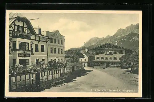 AK St. Johann, Hauptplatz mit Gasthof zum Bären