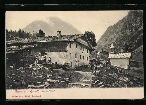 AK Ranalt /Stubaithal, Ortspartie mit Kapelle